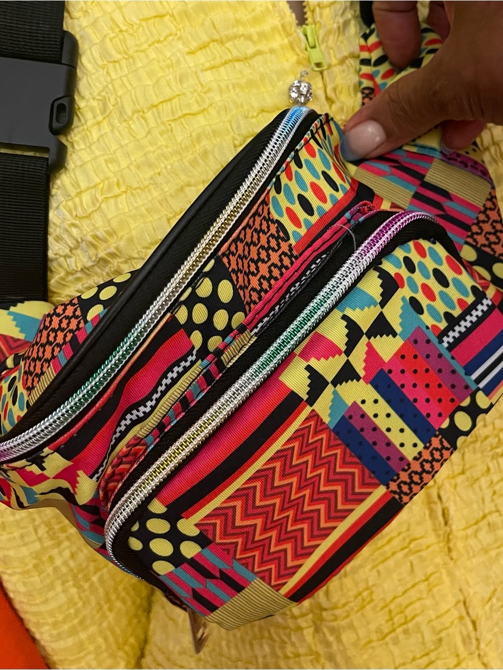 Utopia Africa Designs Multicolor Patchwork Geometric Polka Dot Crossbody Bag